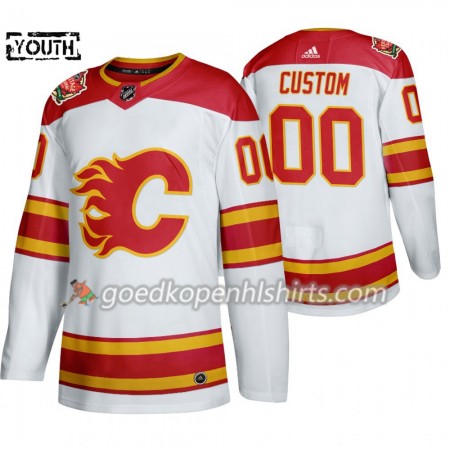 Calgary Flames Custom Adidas 2019 Heritage Classic Wit Authentic Shirt - Kinderen